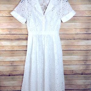 J. Crew White Eyelet Midi Dress
